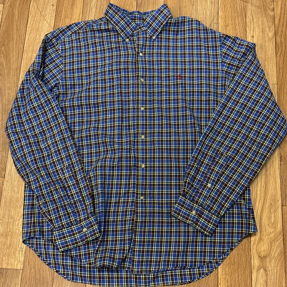 Ralph Lauren Plaid Button Down Shirt‎ Mens XL Classic Red Pony Long Sleeve - Picture 2 of 9